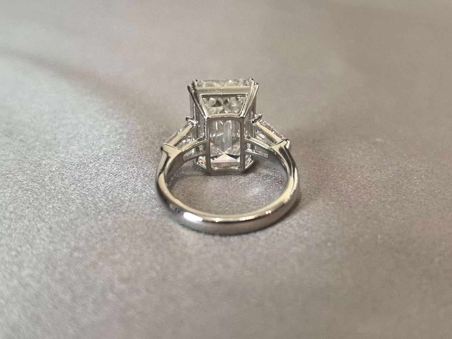 Emerald-Center Trilogy Ring - Baguette Sidestones - Architectural Elegance