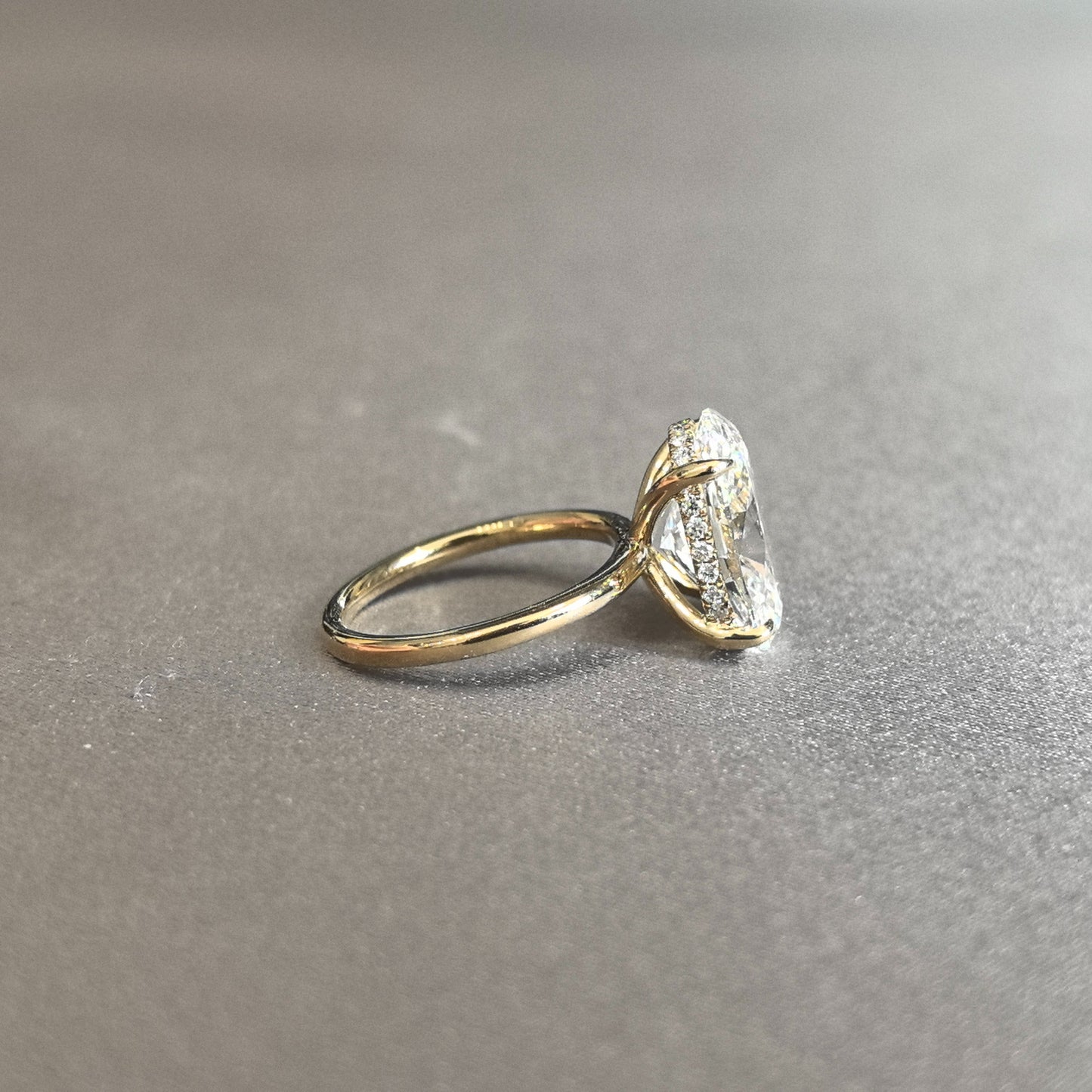 Oval Cut Lab Diamond Ring - Hidden Halo Design - Timeless Solitaire