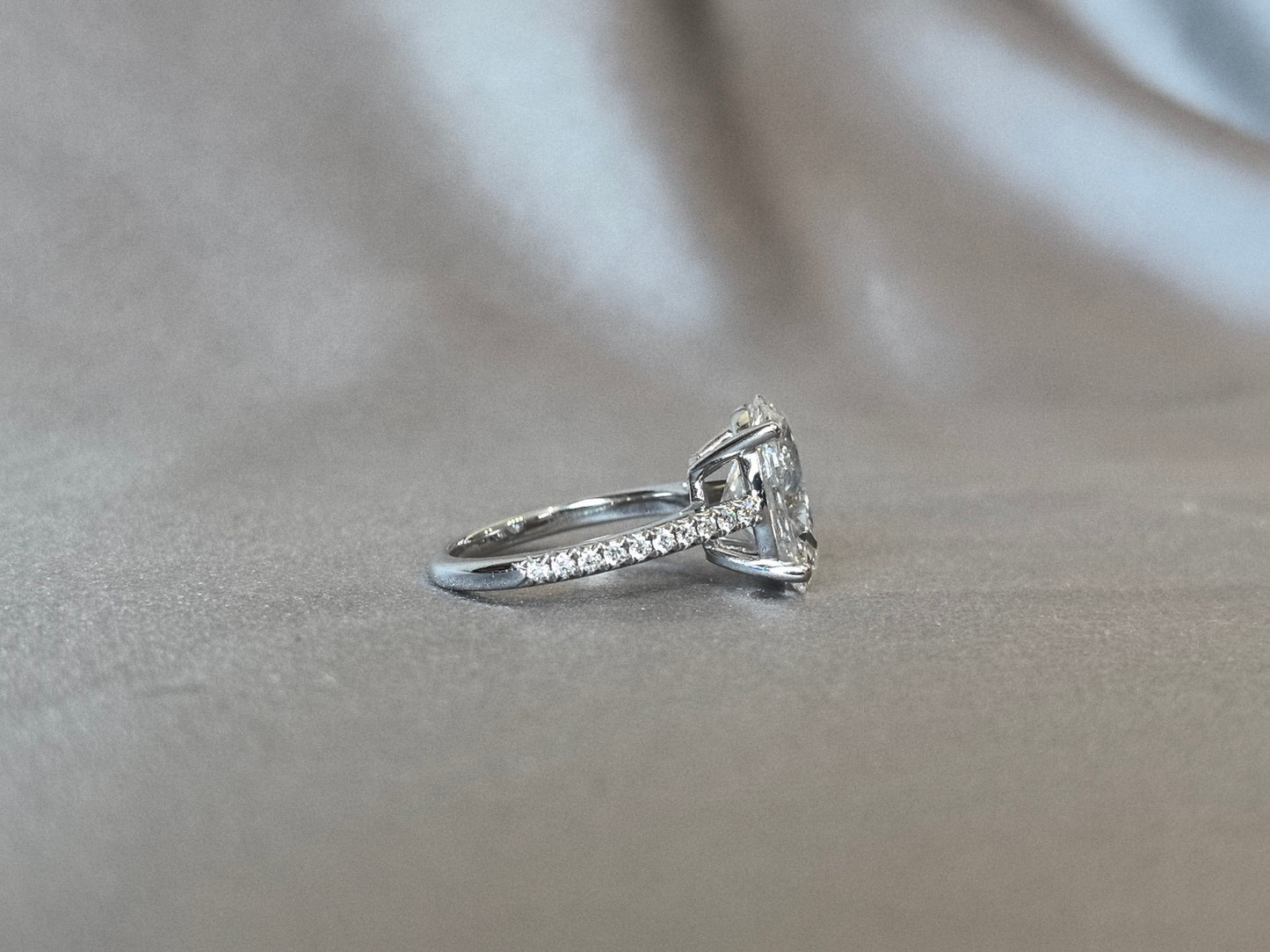 Dainty Oval Lab Half Eternity Diamond Ring - Oval Cut Lab Diamond Ring - Bridal-ready