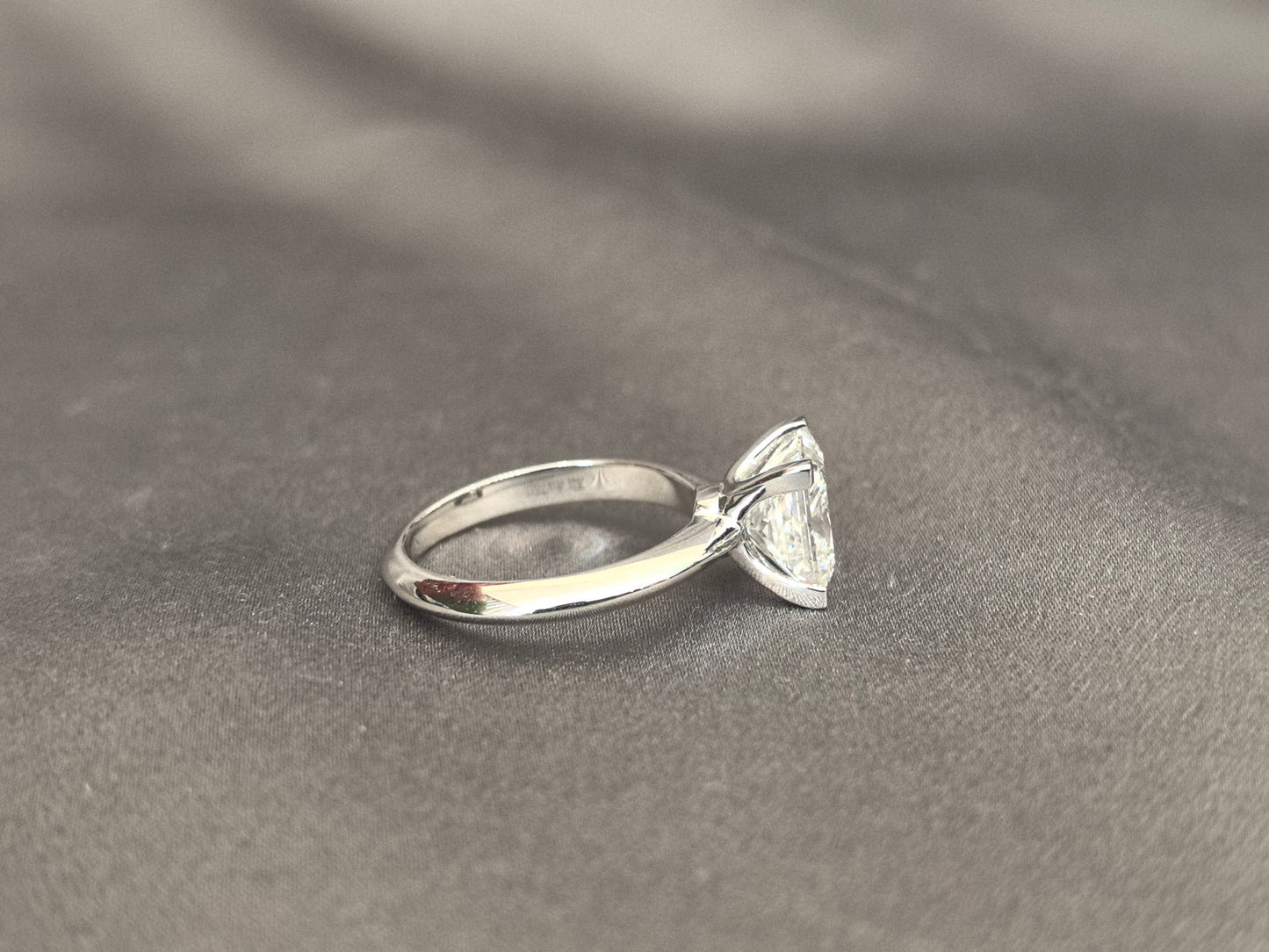 Princess Cut Lab Diamond Solitaire Ring - 4-Prong Setting - Plain Band