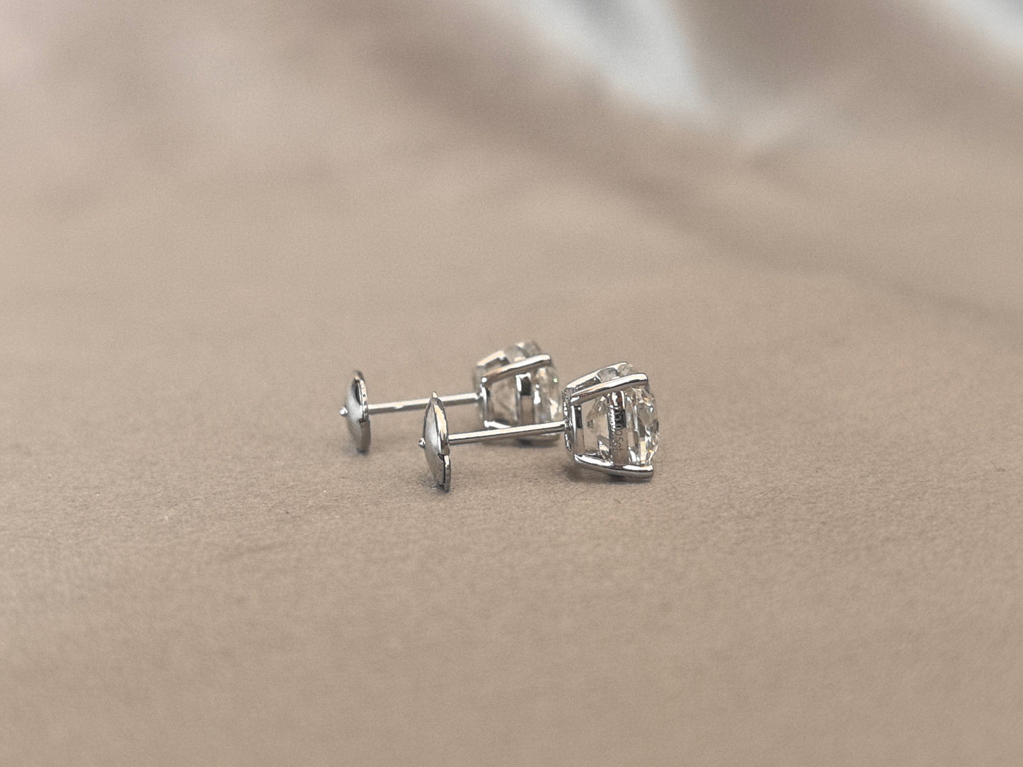 Cushion Cut Lab Diamond Studs in 18K White Gold