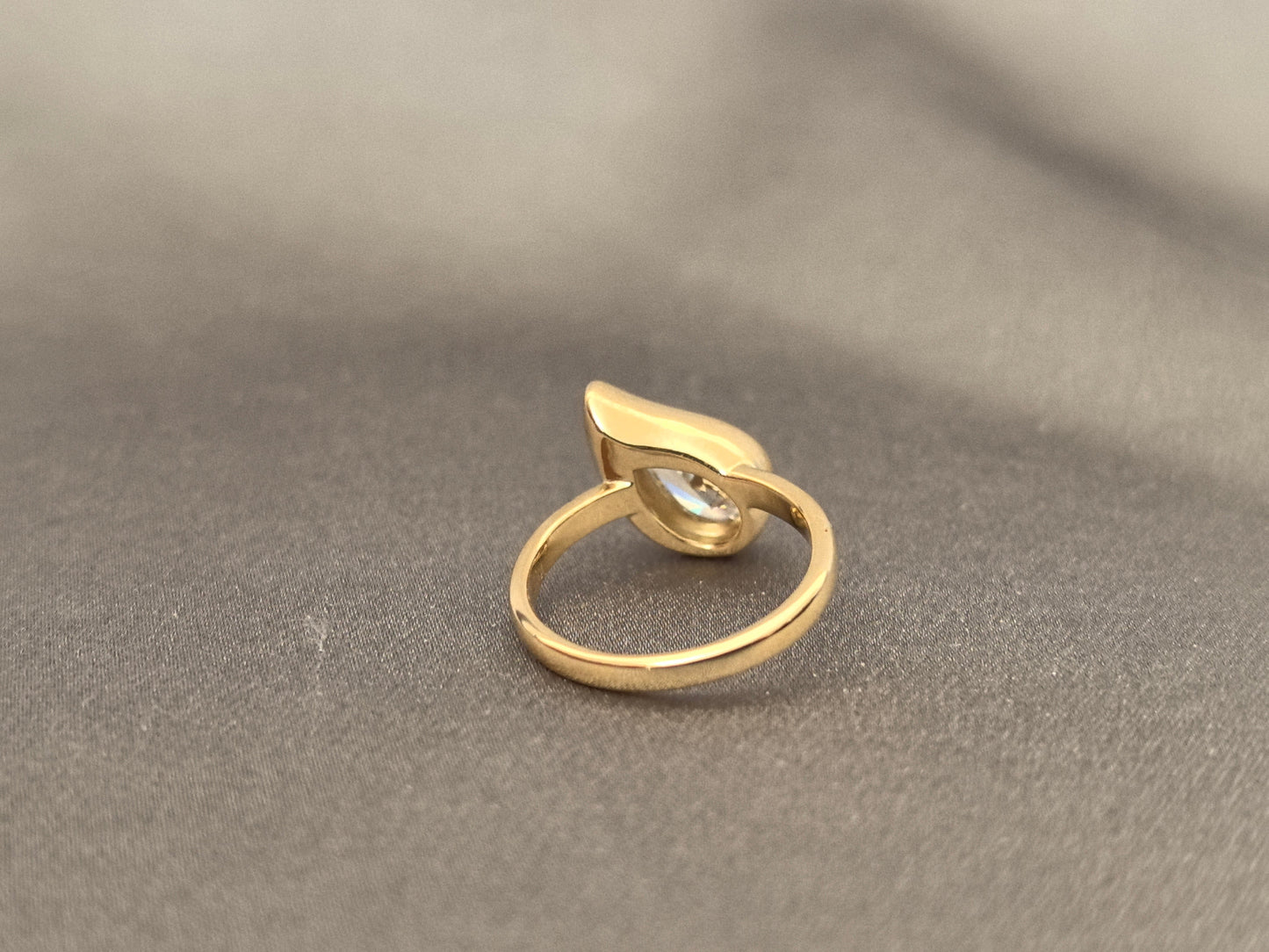 Bezel Set Pear Cut Lab Grown Diamond Ring - Modern Secure Setting