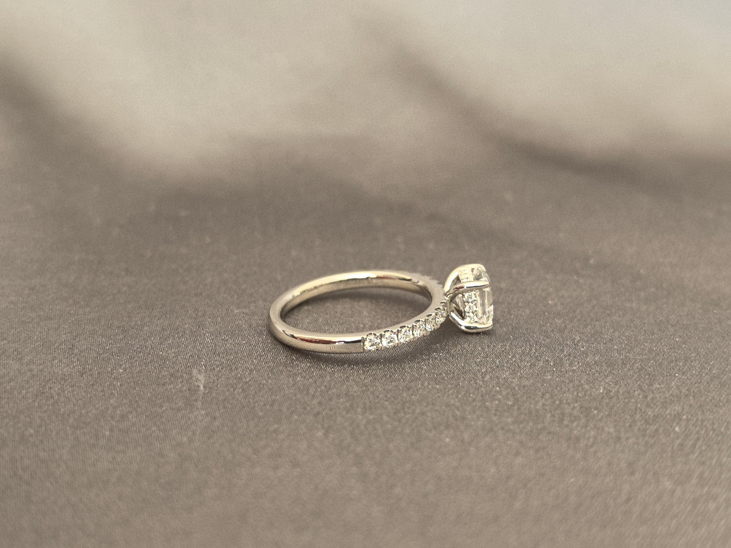 Ashoka Cut Laboratory Diamond Half-Set Ring - 14K Gold - Four-Prong Setting