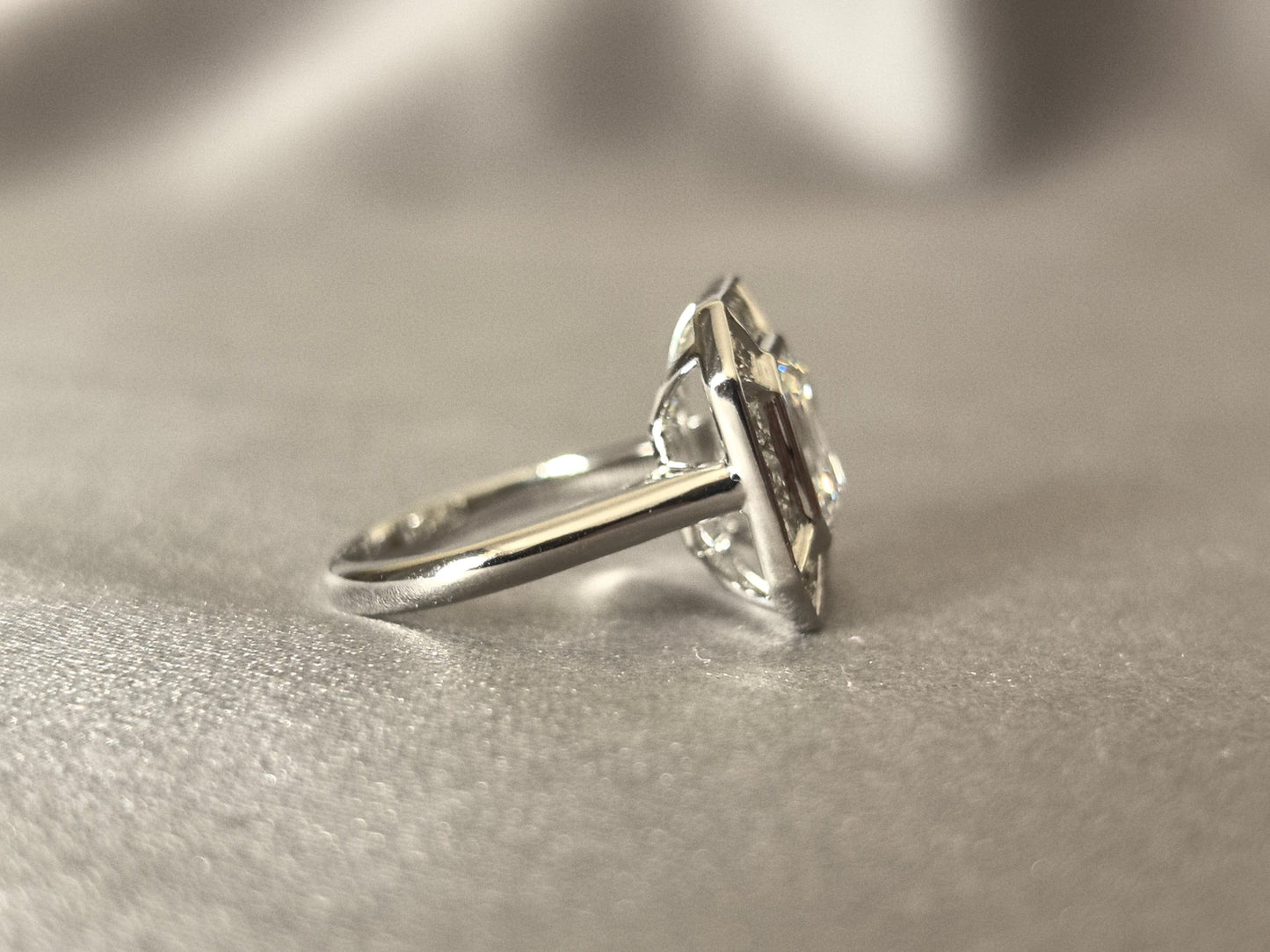 Ashoka-cut Laboratory Diamond Ring - Square Design - 18K White Gold