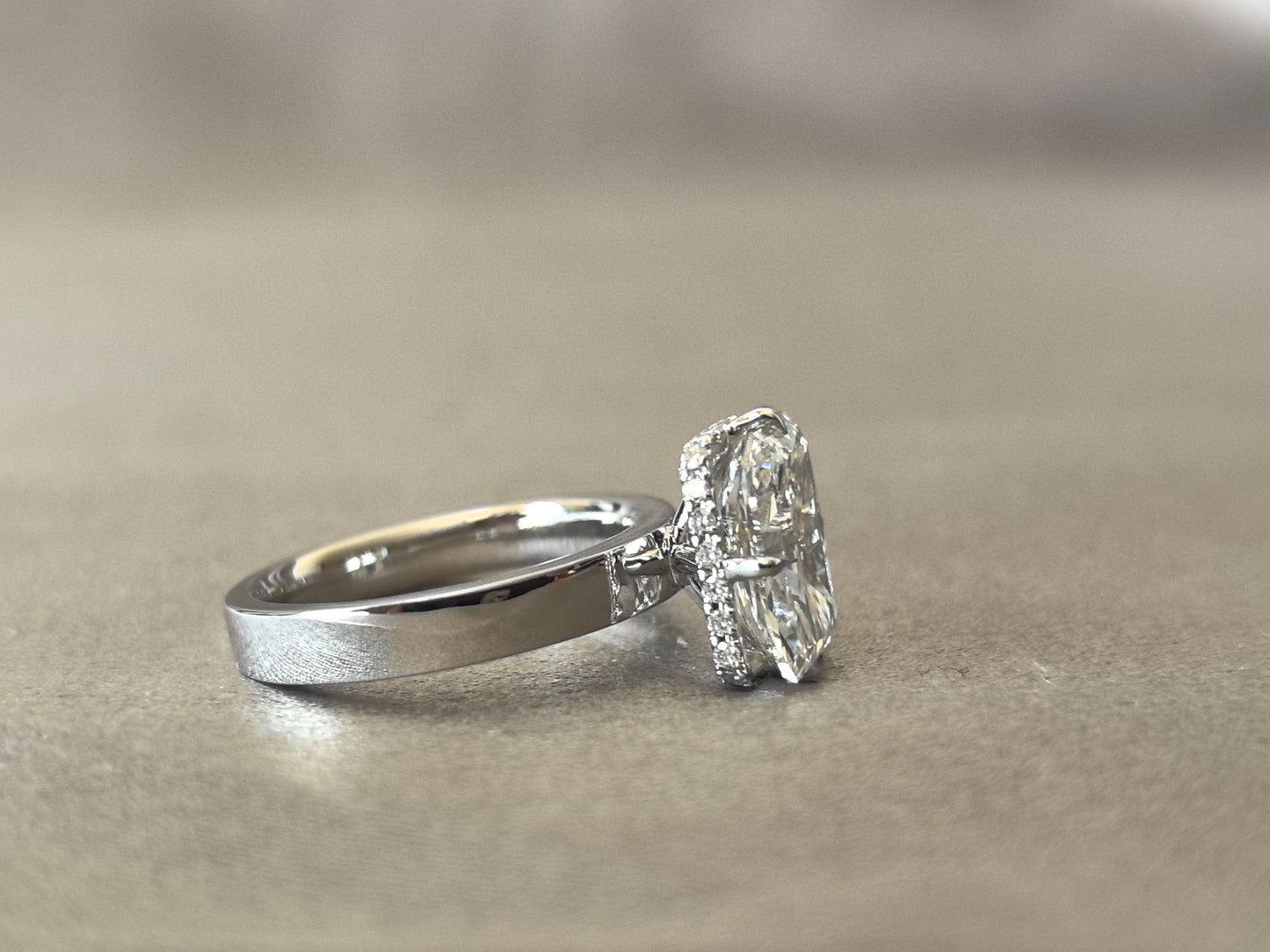Brilliant Cut Ring - Wide Band - Four-Prong Setting in North, South, East, and West Directions