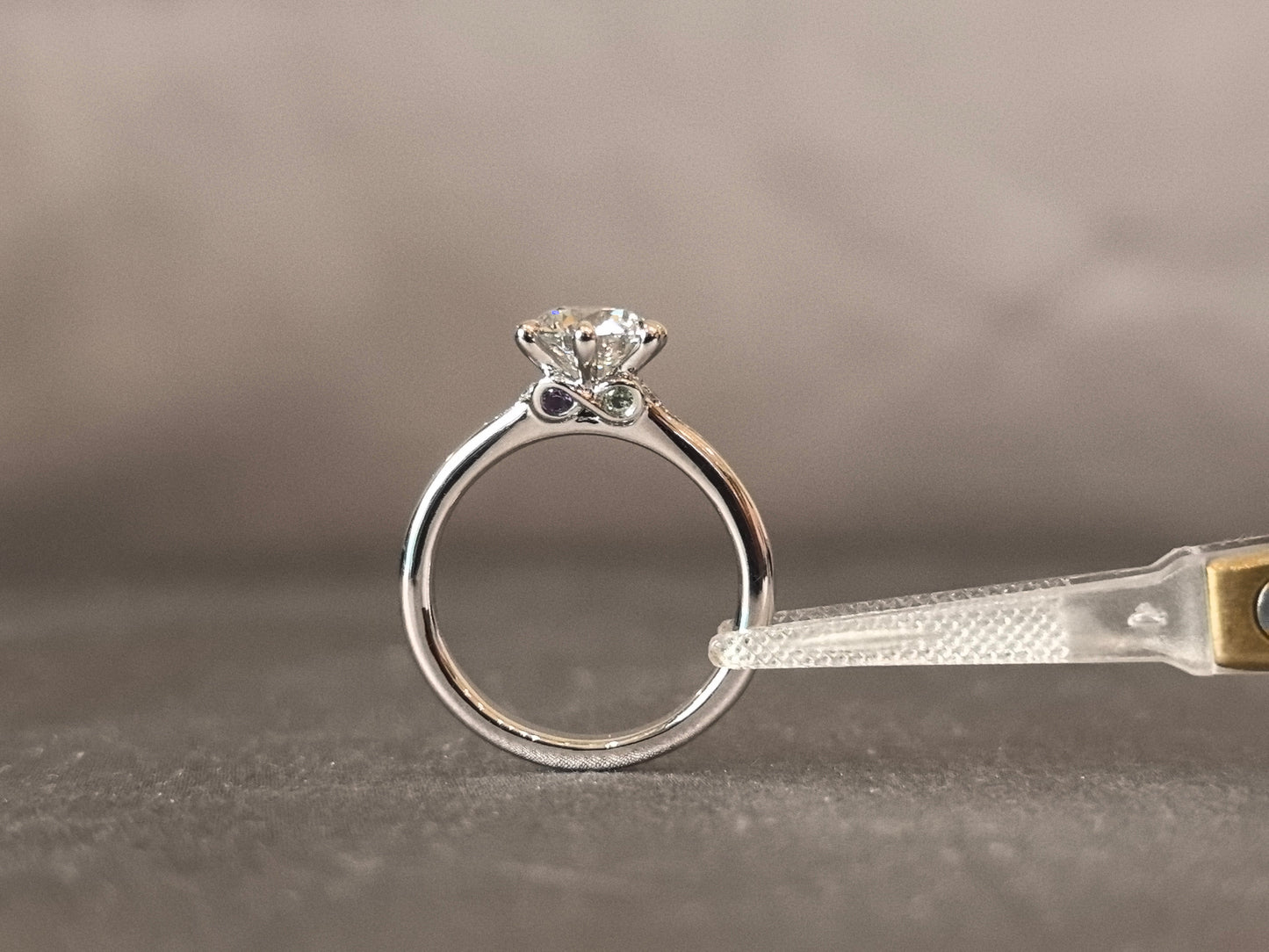 Round Brilliant Cut Diamond Ring - Effortlessly Elegant Solitaire - 6-Prong Solitaire with Accent Diamonds