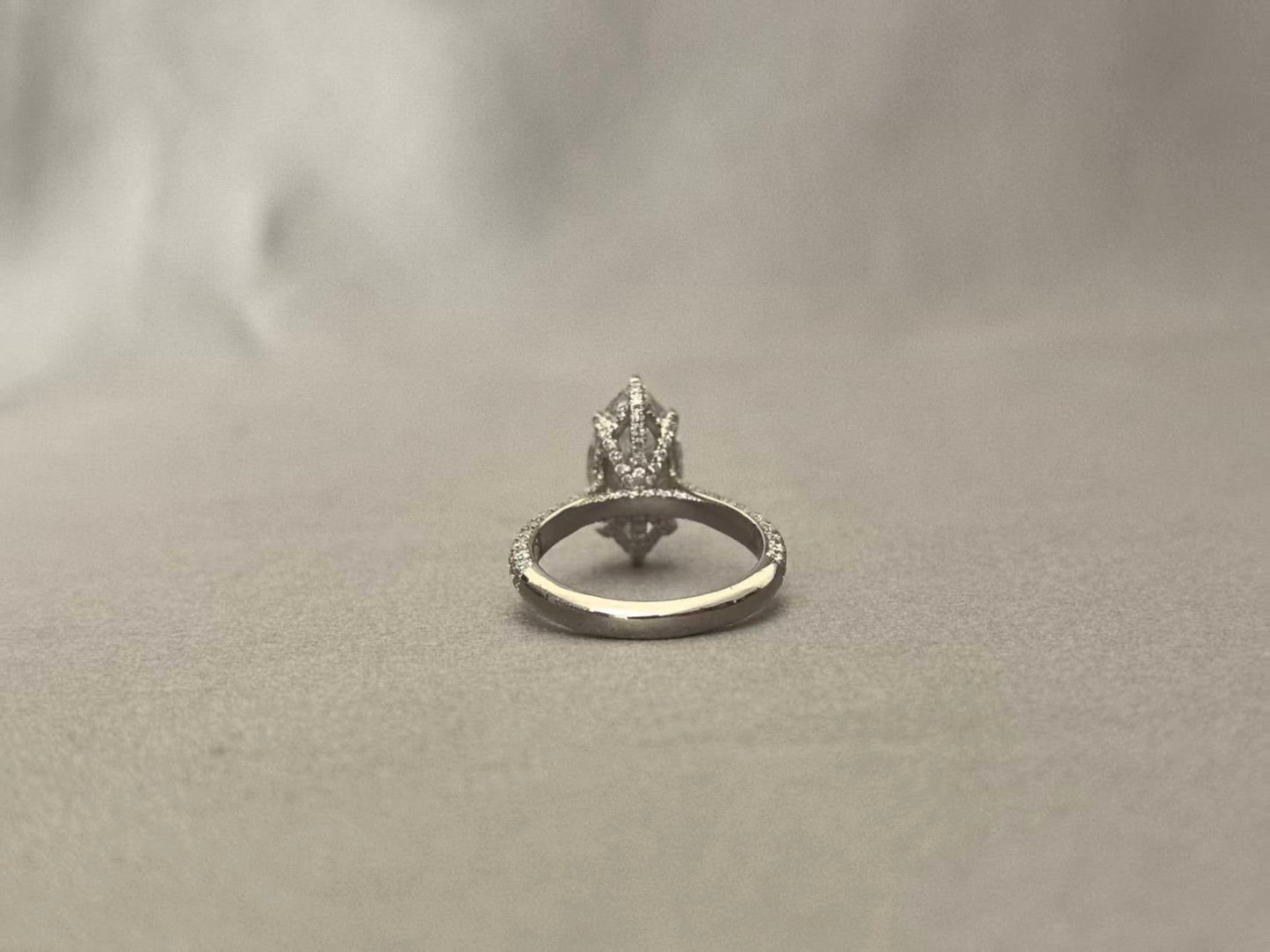 3 Carat Marquise Cut Lab-Grown Diamond Ring - Tulip Setting with Half-Halo & Pavé Band in 18K Gold
