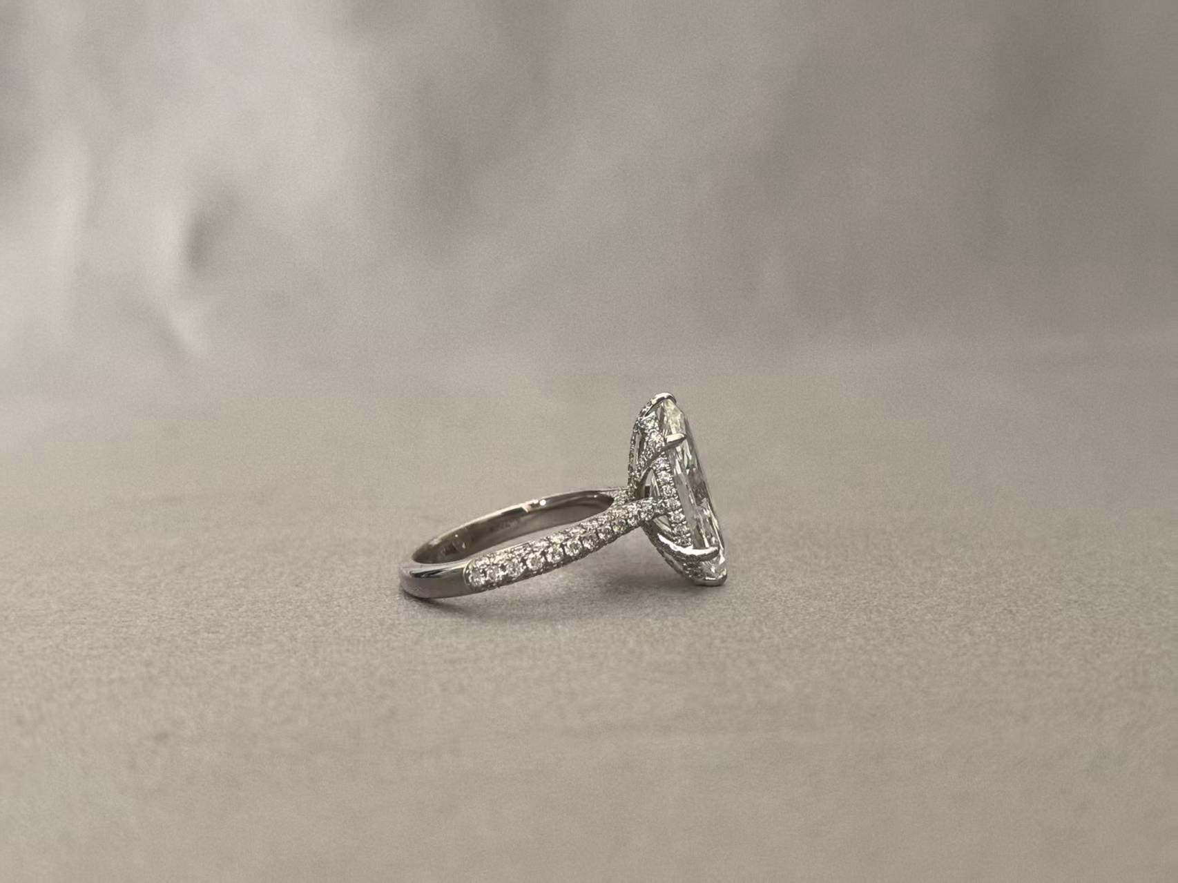 3 Carat Marquise Cut Lab-Grown Diamond Ring - Tulip Setting with Half-Halo & Pavé Band in 18K Gold
