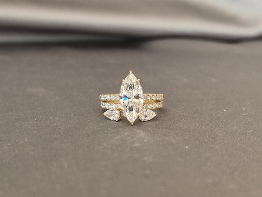 Stacking Ring Set - Marquise Diamond Ring - Pear Shape Sizestone