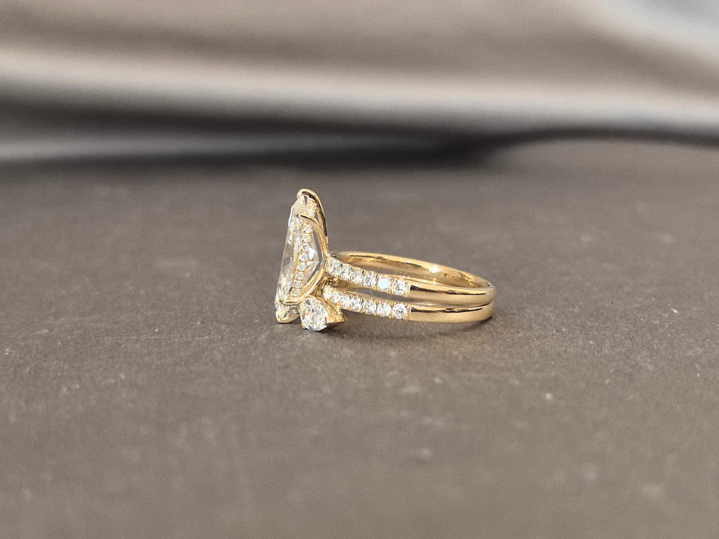 Stacking Ring Set - Marquise Diamond Ring - Pear Shape Sizestone