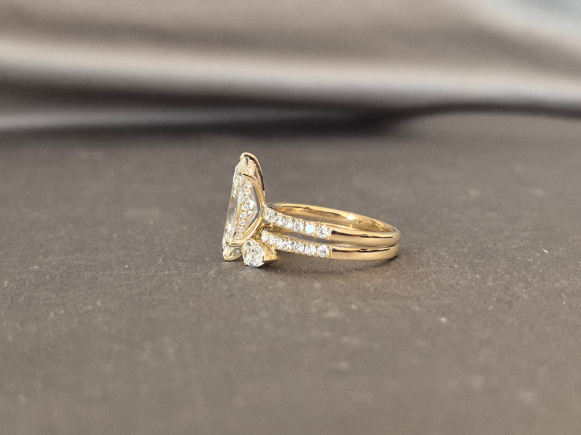 Stacking Ring Set - Marquise Diamond Ring - Pear Shape Sizestone