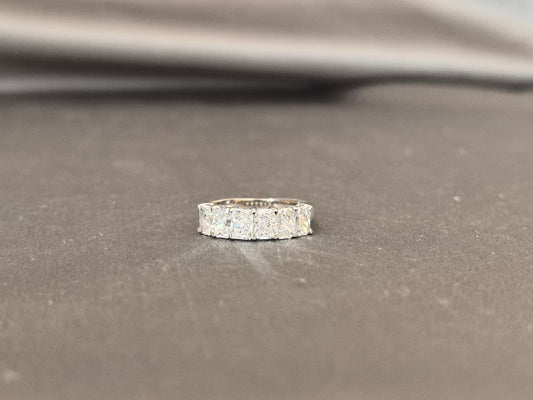 Half Eternity Radiant Cut Band - Round Shank - Shared-Prong Diamond Wedding Ring