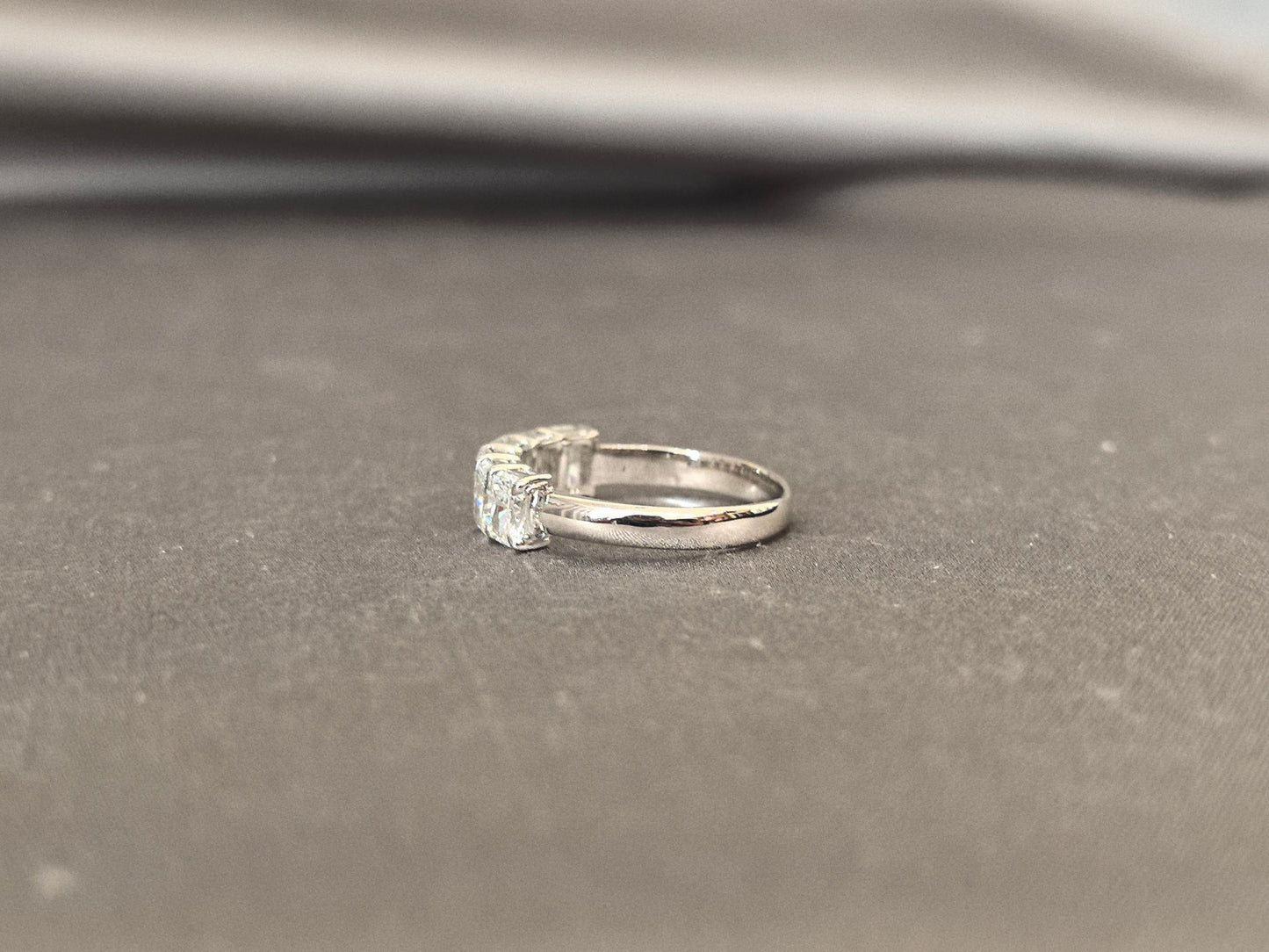 Half Eternity Radiant Cut Band - Round Shank - Shared-Prong Diamond Wedding Ring