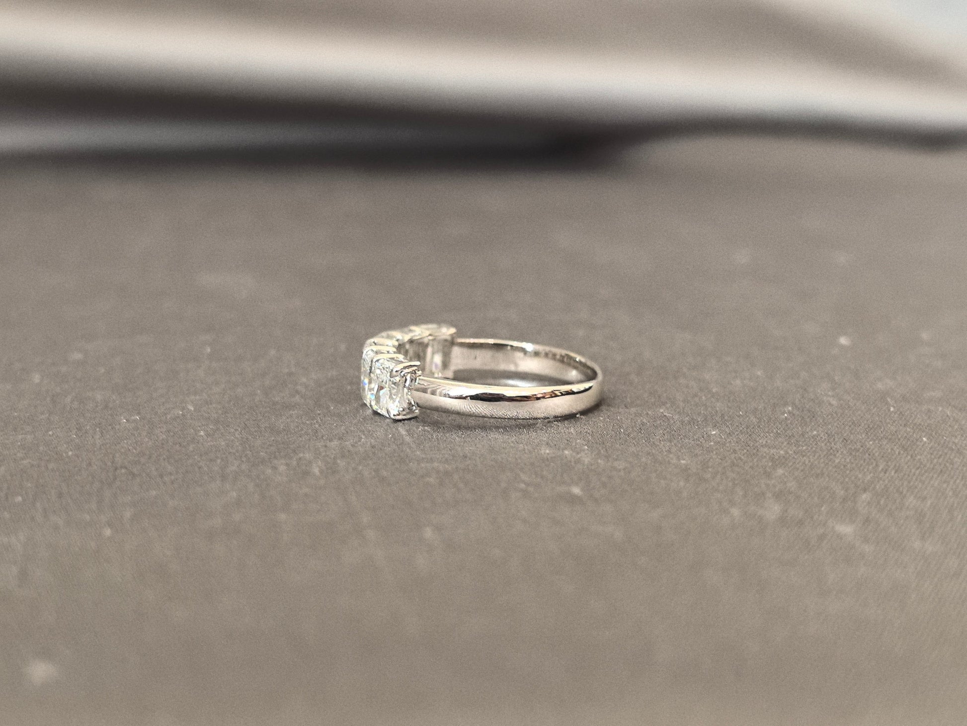 Half Eternity Radiant Cut Band - Round Shank - Shared-Prong Diamond Wedding Ring