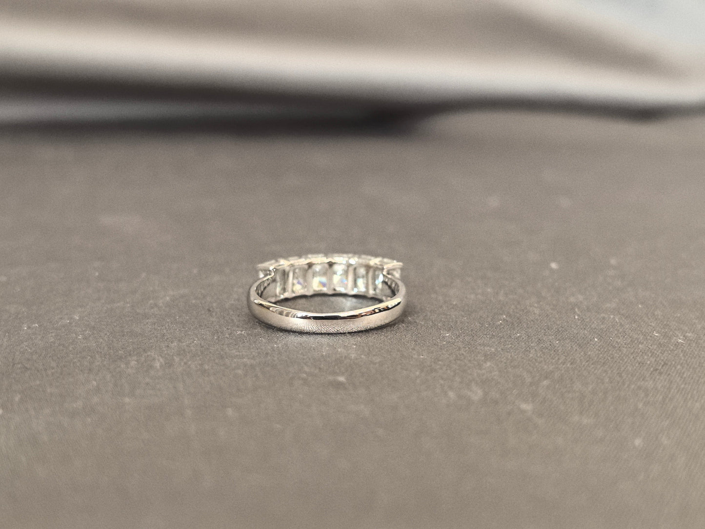 Half Eternity Radiant Cut Band - Round Shank - Shared-Prong Diamond Wedding Ring