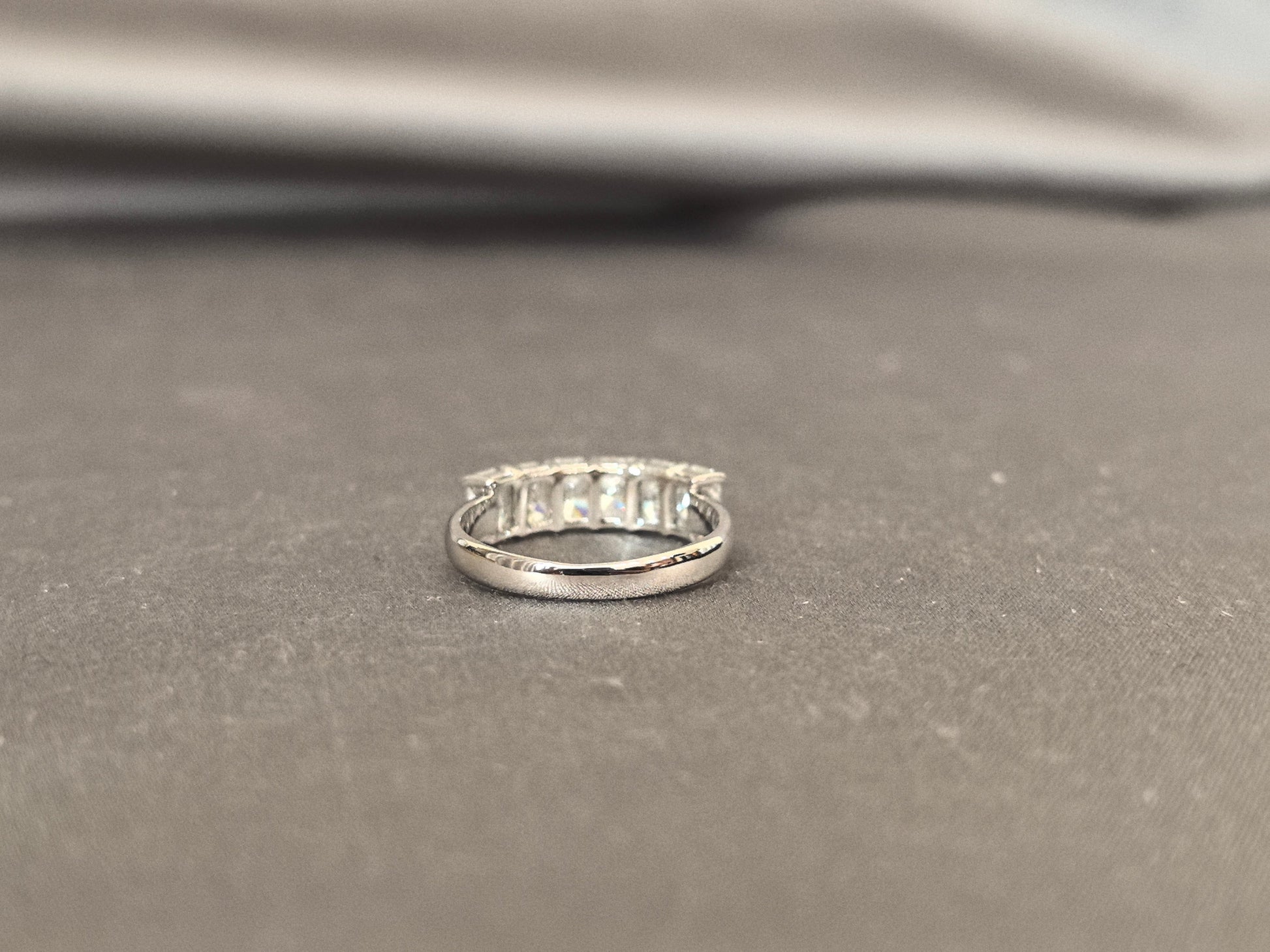 Half Eternity Radiant Cut Band - Round Shank - Shared-Prong Diamond Wedding Ring