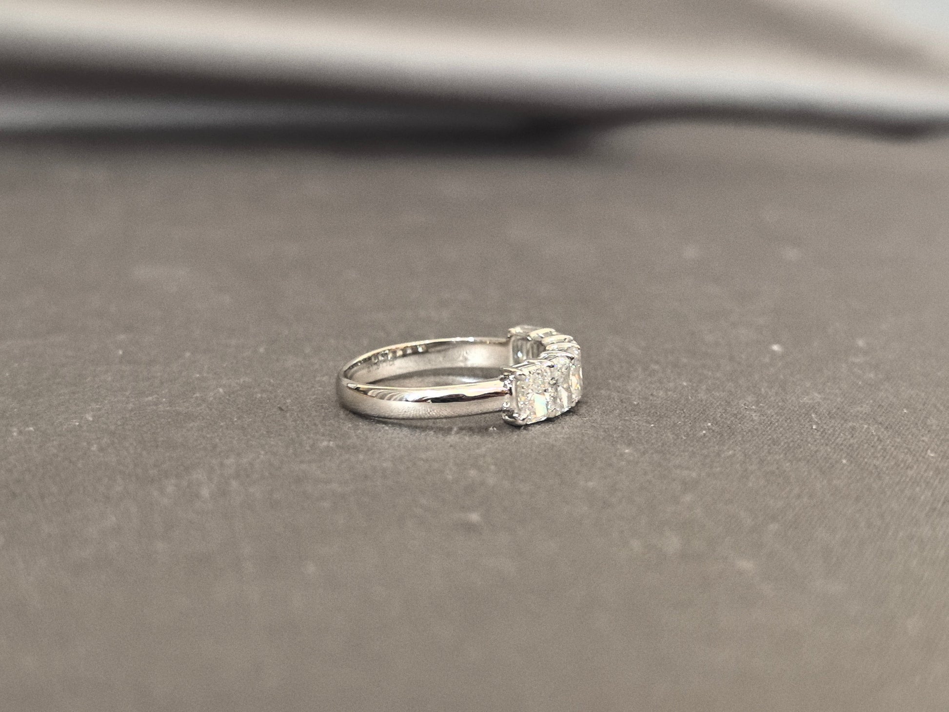 Half Eternity Radiant Cut Band - Round Shank - Shared-Prong Diamond Wedding Ring