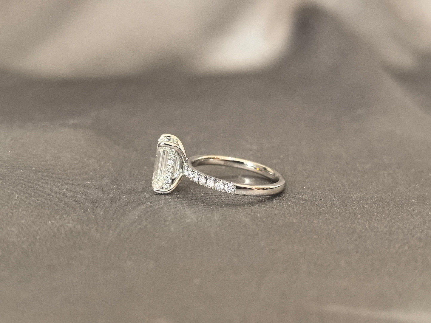 2 Carat Emerald Diamond - Hidden Halo - Diamond Accents