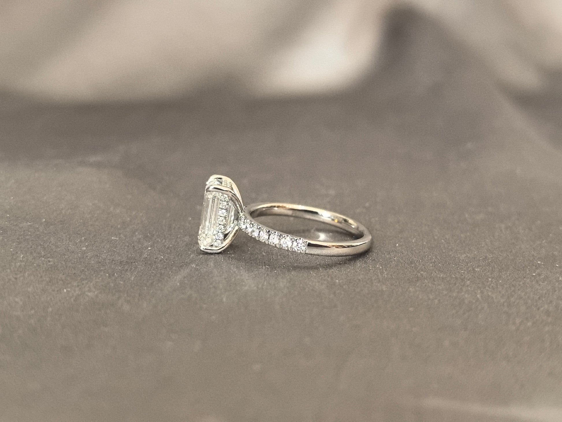 2 Carat Emerald Diamond - Hidden Halo - Diamond Accents