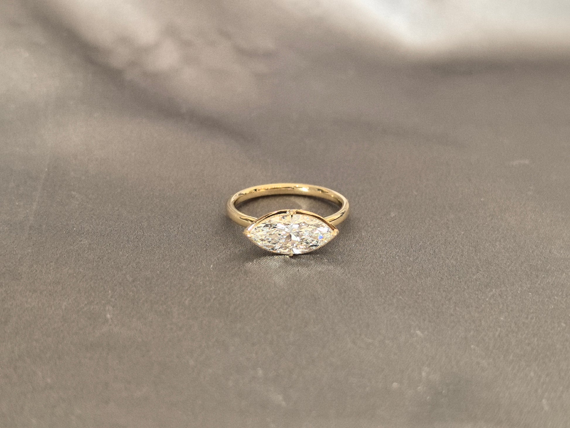 Marquise Cut Lab Diamond Solitaire Ring - Prong-Set - Minimalist Engagement Ring