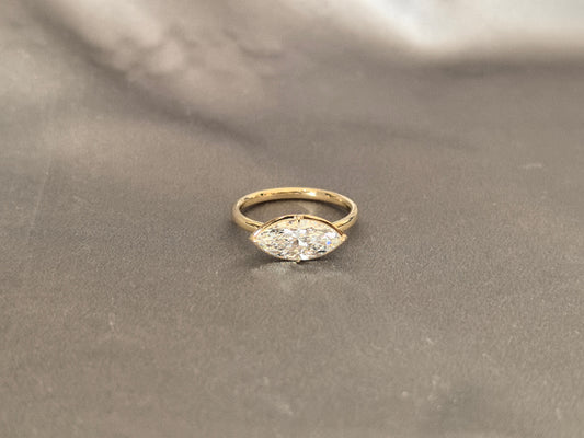 Marquise Cut Lab Diamond Solitaire Ring - Prong-Set - Minimalist Engagement Ring