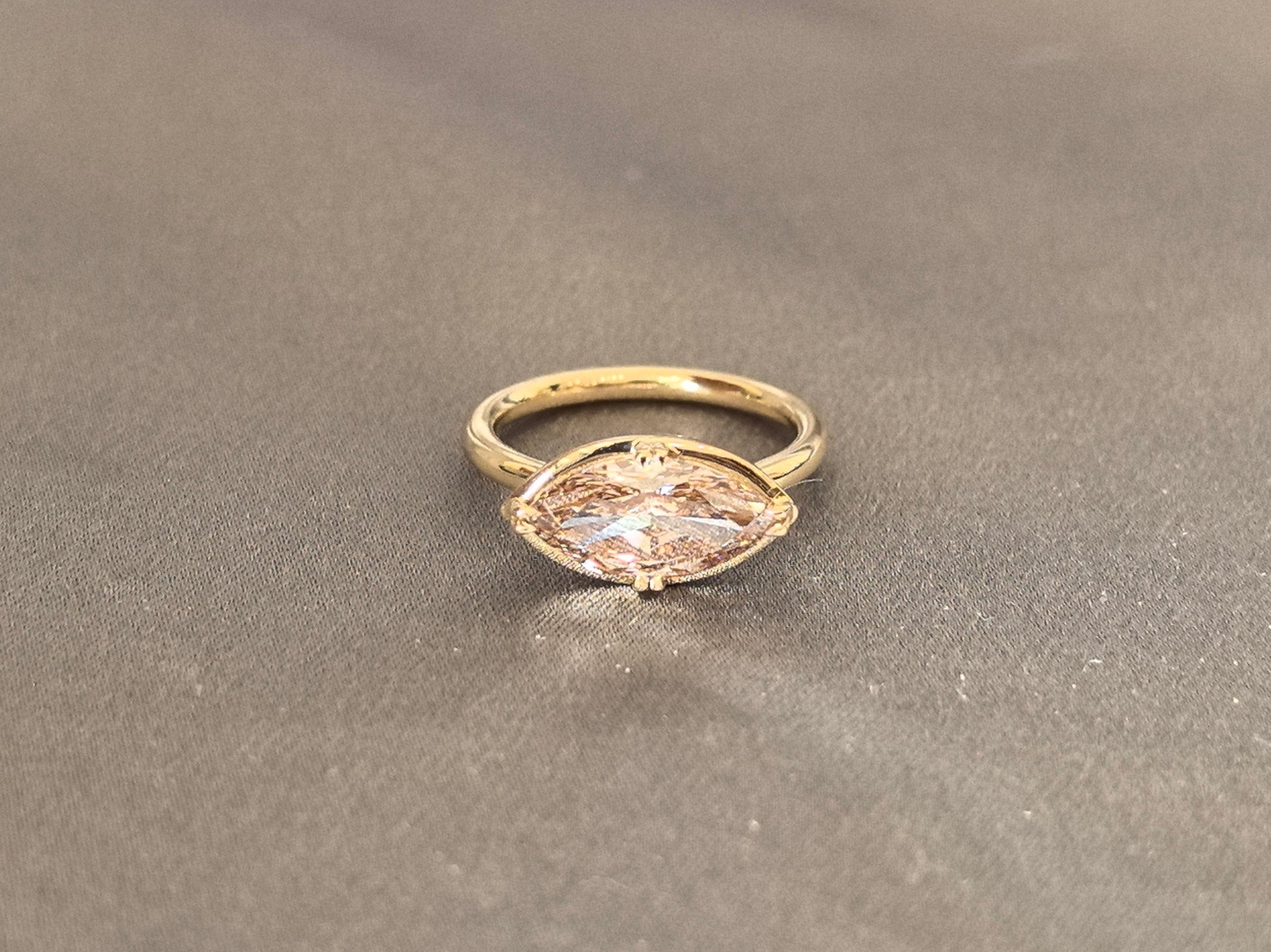Marquise Cut Lab Diamond Solitaire Ring - Prong-Set - East-West Diamond Ring