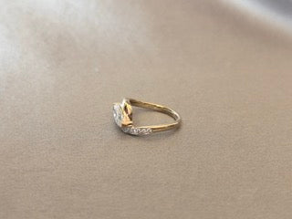 Marquise-Cut Diamond Bypass Ring with Pave Shank - Secure Partial Bezel-Set Center Diamond - Bridal & Wedding Jewelry
