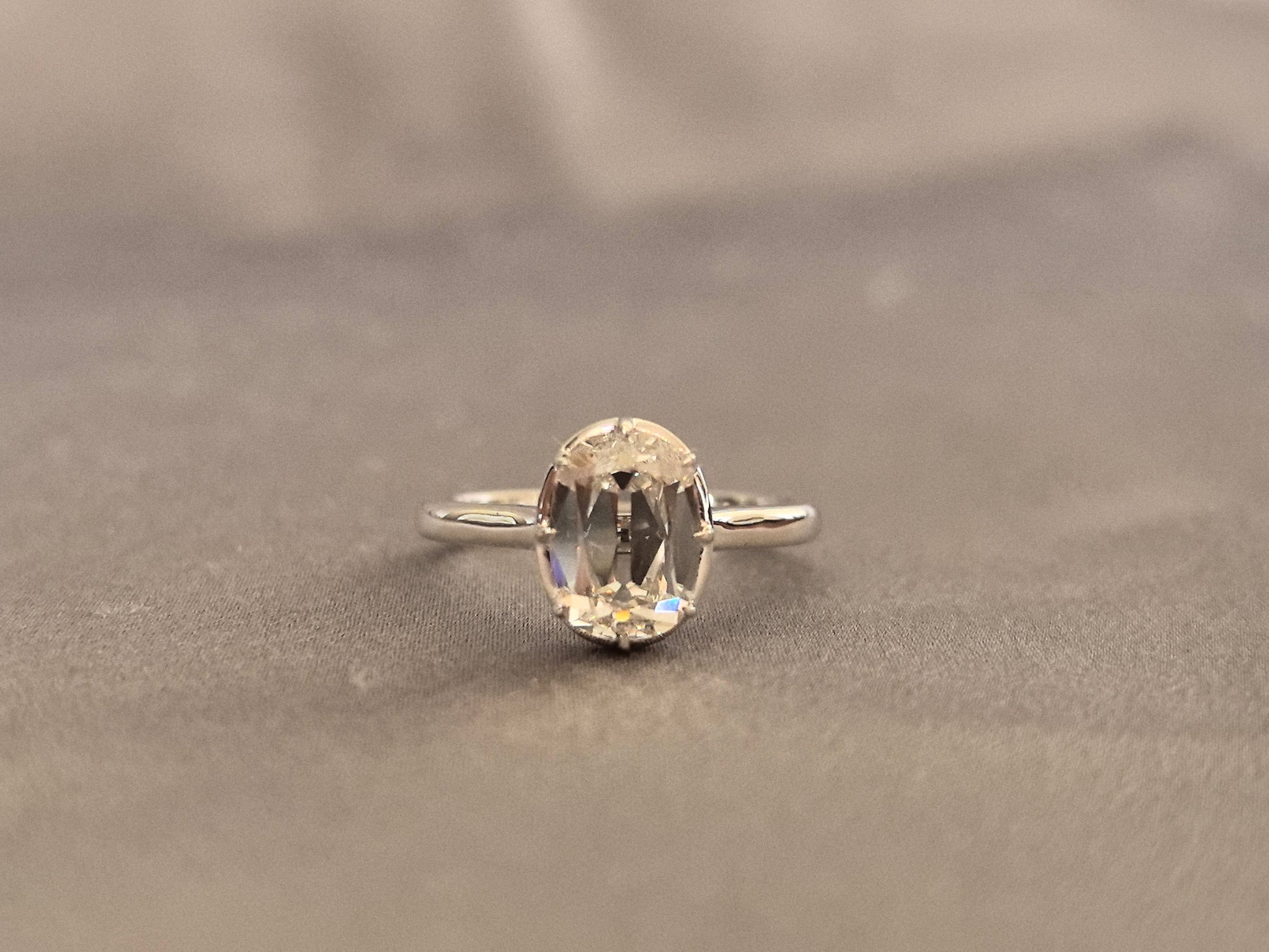 Old Mine Cushion Cut Diamond Ring - Vintage-Inspired Solitaire Engagement Ring - Prong & Partial Bezel-Set Diamond Ring