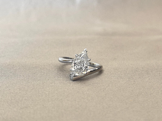 Pear Cut Lab Diamond Ring - Twisted Band - Minimalist Design
