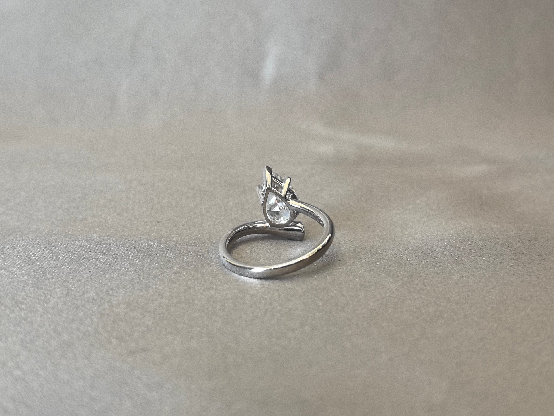 Pear Cut Lab Diamond Ring - Twisted Band - Minimalist Design