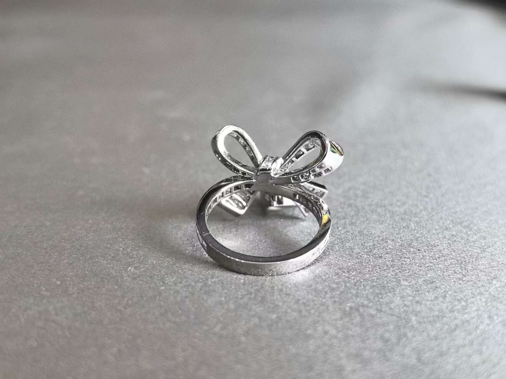 Pear Cut Bow-tie Ring with Pear Dangle - Lab Grown Diamond Statement Ring