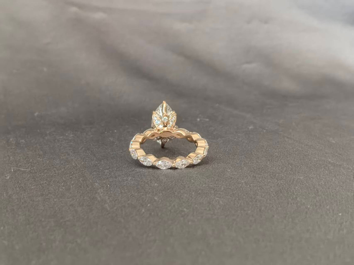 Marquise Cut Lab Diamond Full Eternity Ring - Geometric Flair - 14K Gold