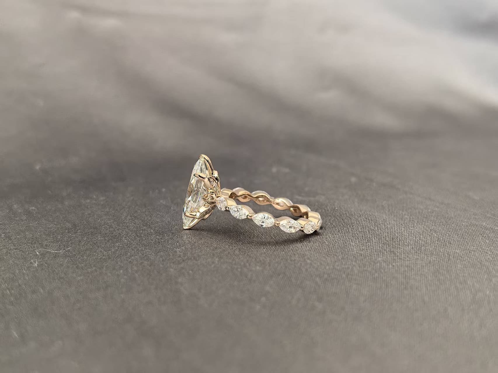 Marquise Cut Lab Diamond Full Eternity Ring - Geometric Flair - 14K Gold