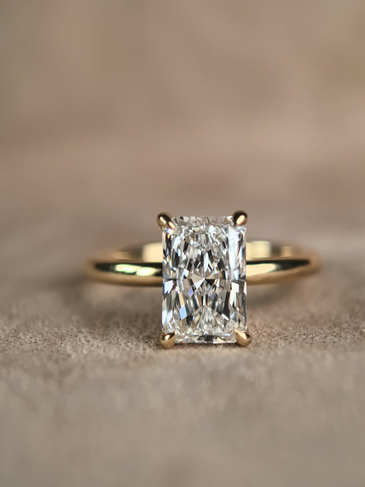 Radiant Cut Minimalist Ring - Hidden Halo Design - Modern Solitaire