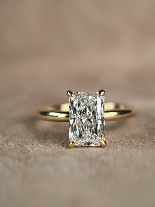 Radiant Cut Minimalist Ring - Hidden Halo Design - Modern Solitaire