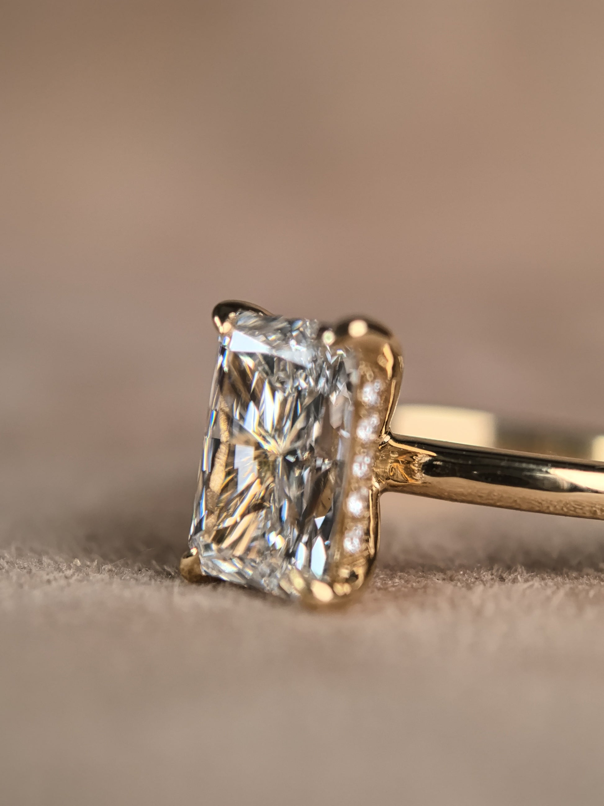 Radiant Cut Minimalist Ring - Hidden Halo Design - Modern Solitaire