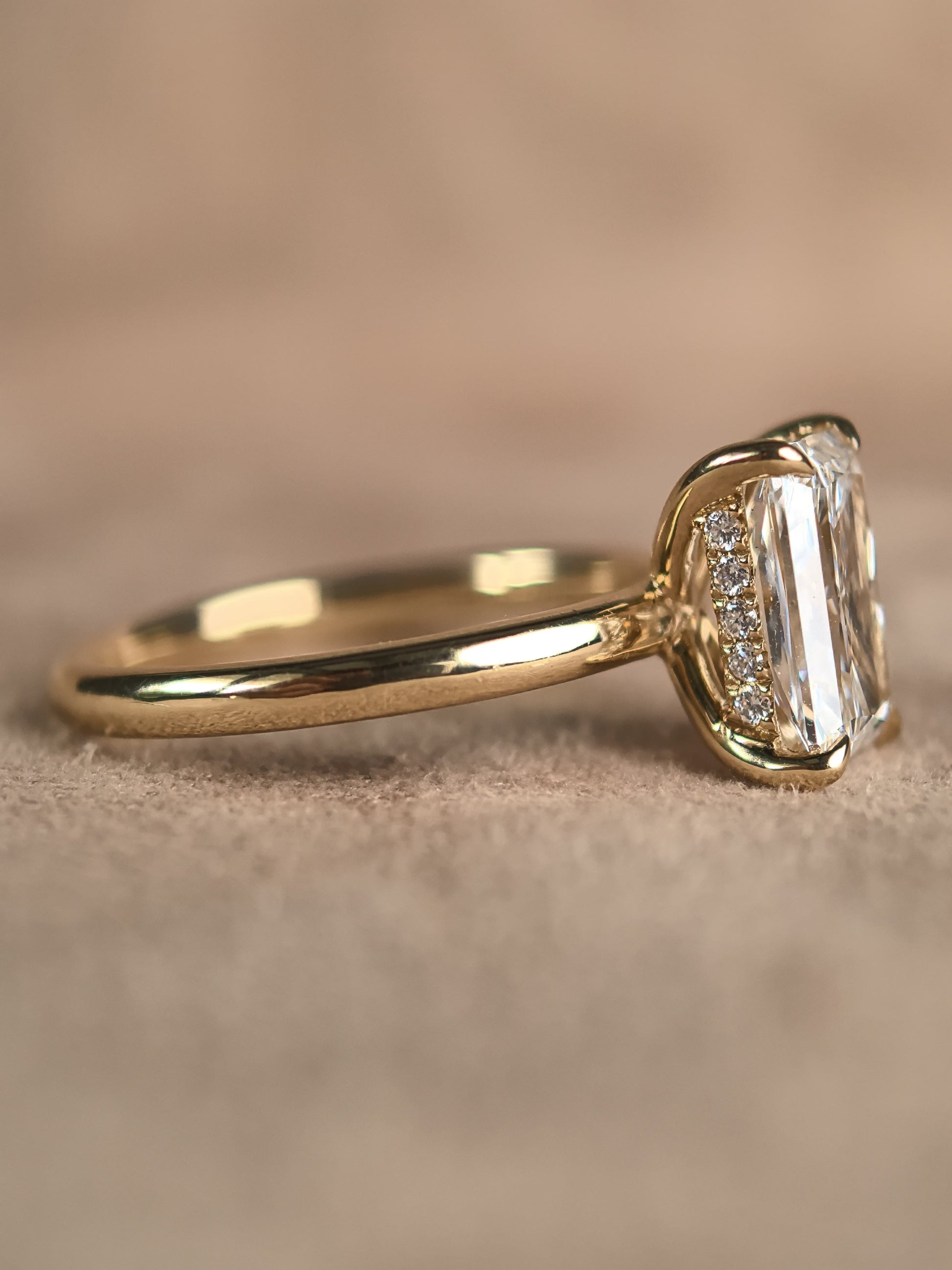 Radiant Cut Minimalist Ring - Hidden Halo Design - Modern Solitaire