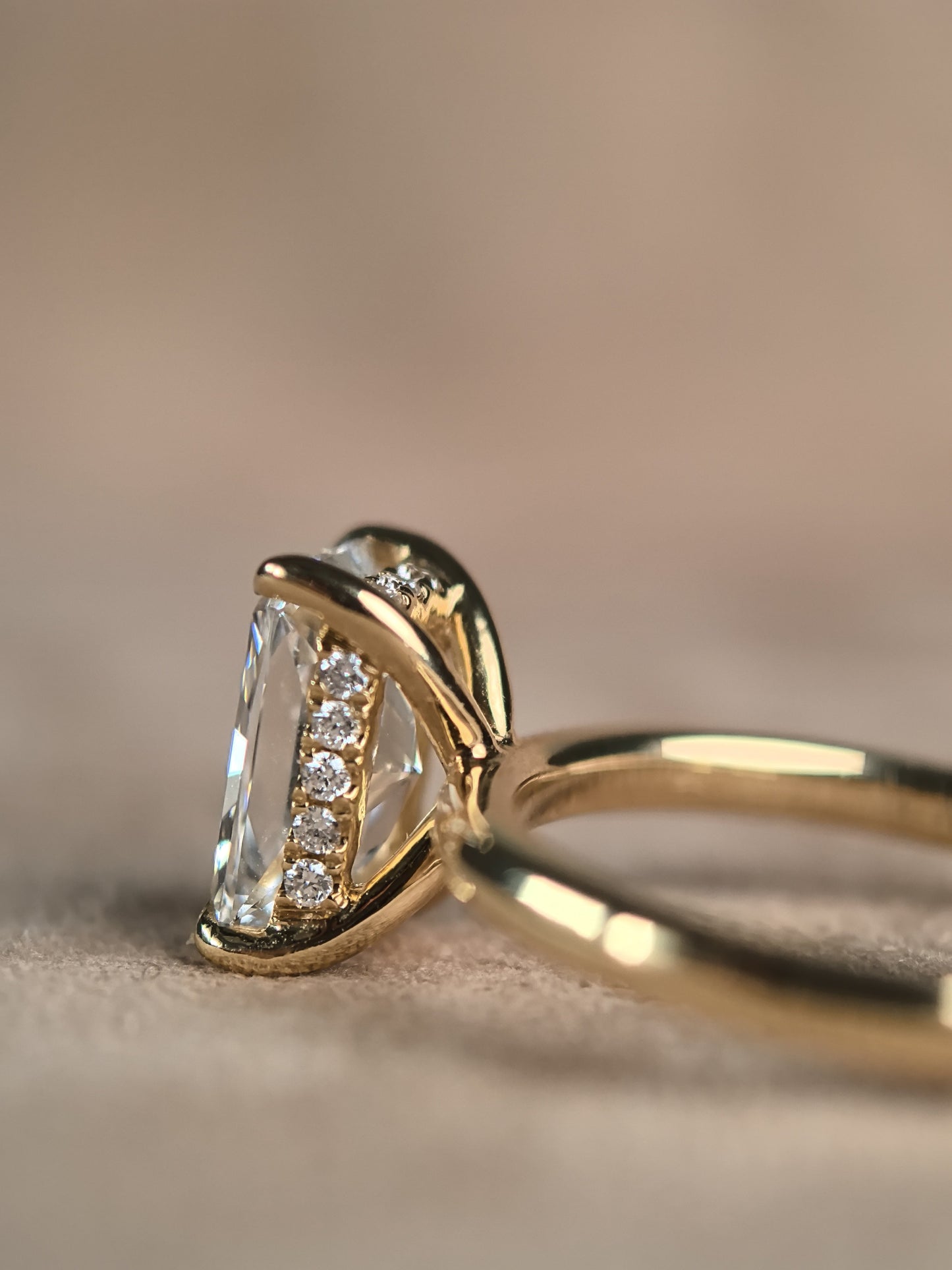 Radiant Cut Minimalist Ring - Hidden Halo Design - Modern Solitaire