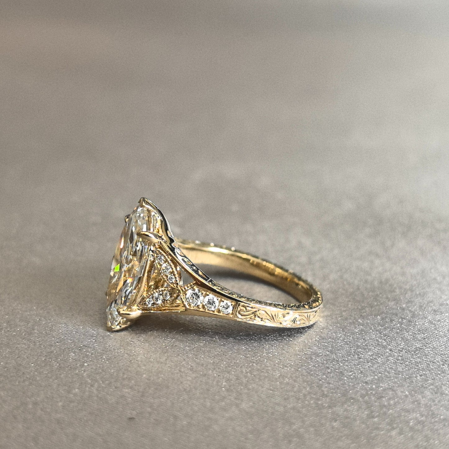 Marquise Cut Lab Grown Diamond Ring - Asymmetric Artistry - Architectural Statement Piece