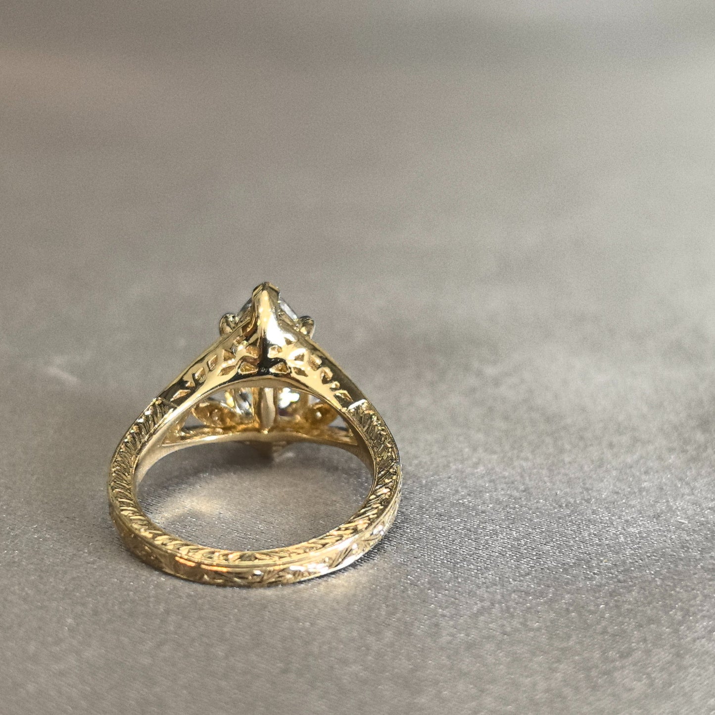 Marquise Cut Lab Grown Diamond Ring - Asymmetric Artistry - Architectural Statement Piece