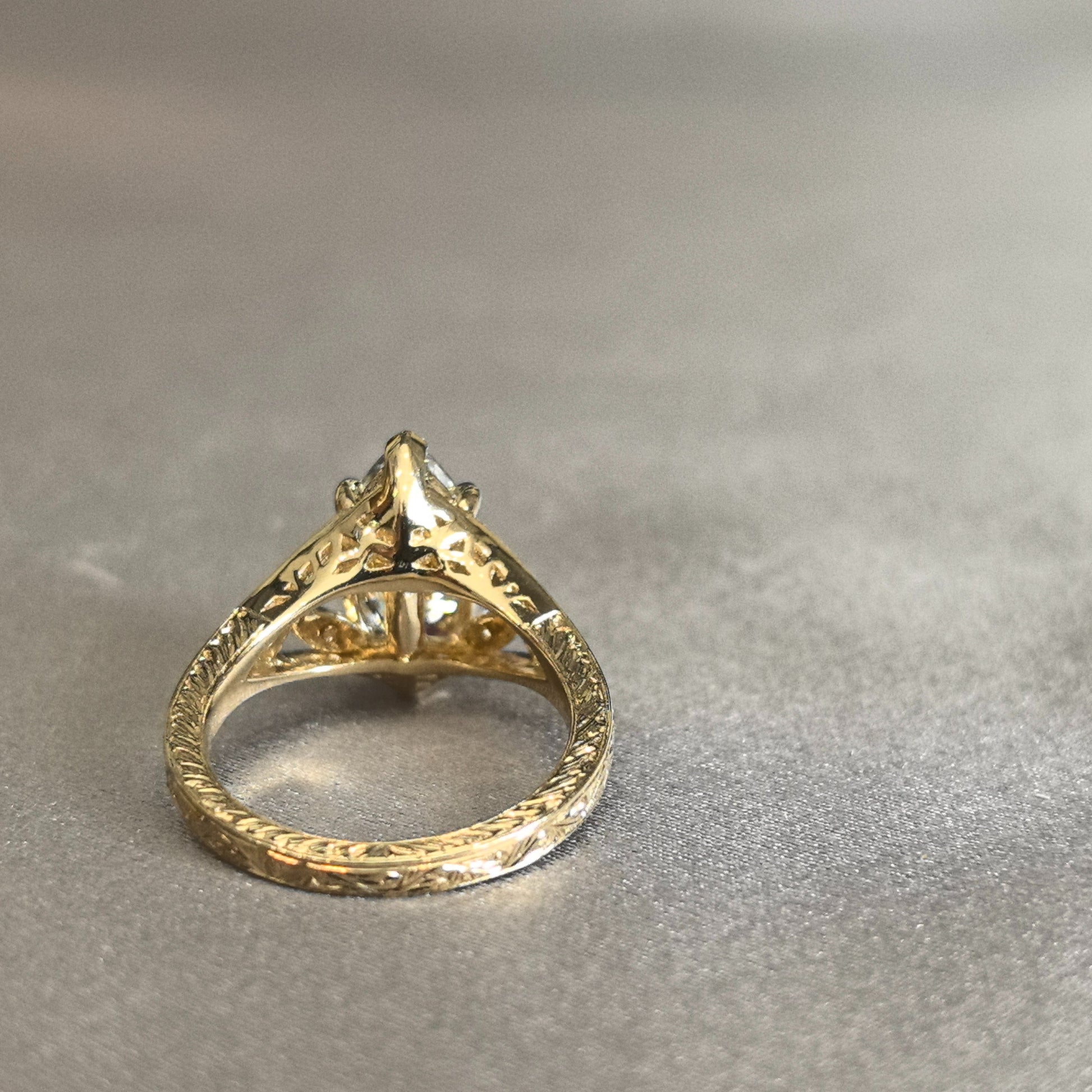 Marquise Cut Lab Grown Diamond Ring - Asymmetric Artistry - Architectural Statement Piece