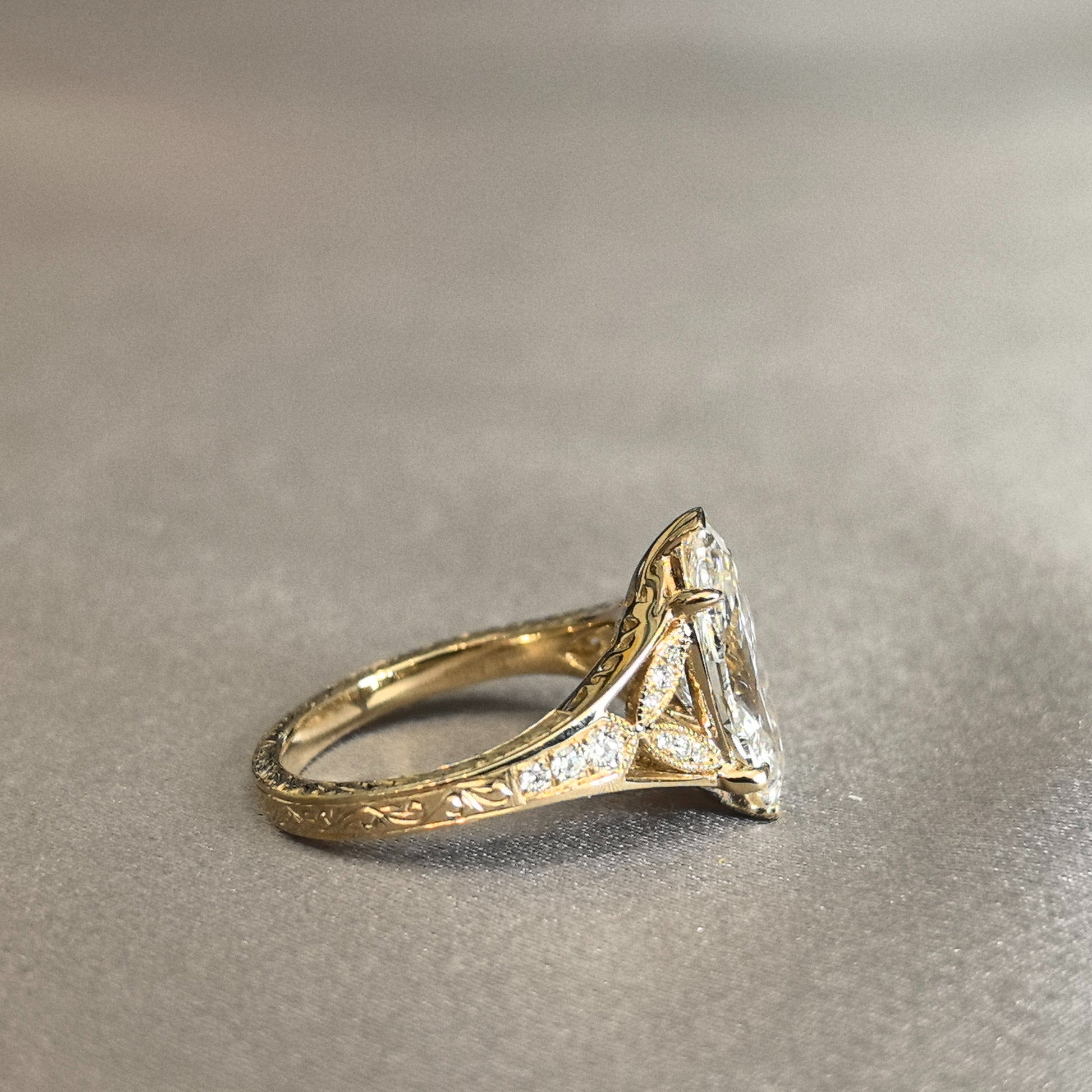 Marquise Cut Lab Grown Diamond Ring - Asymmetric Artistry - Architectural Statement Piece