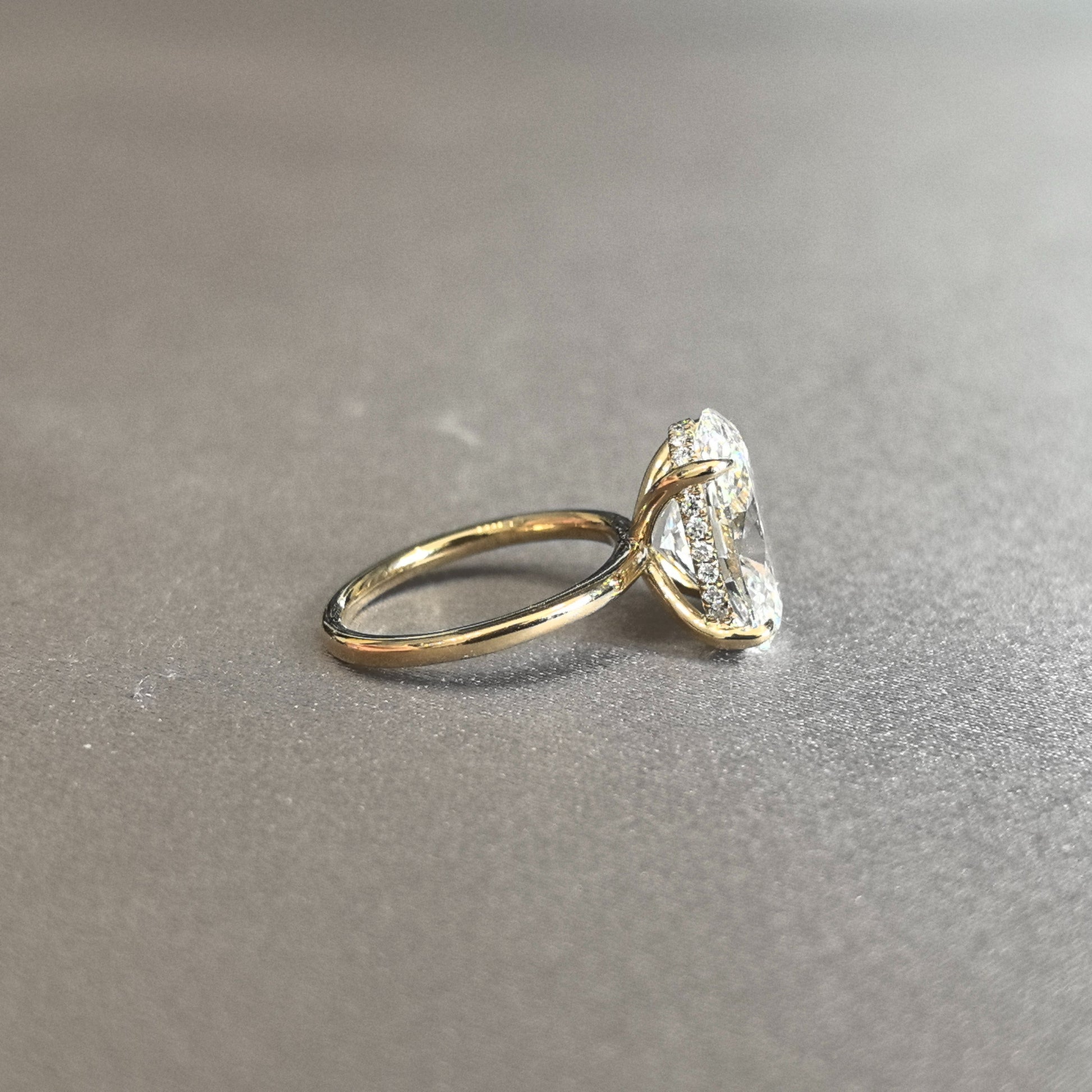 Oval Cut Lab Diamond Ring - Hidden Halo Design - Timeless Solitaire