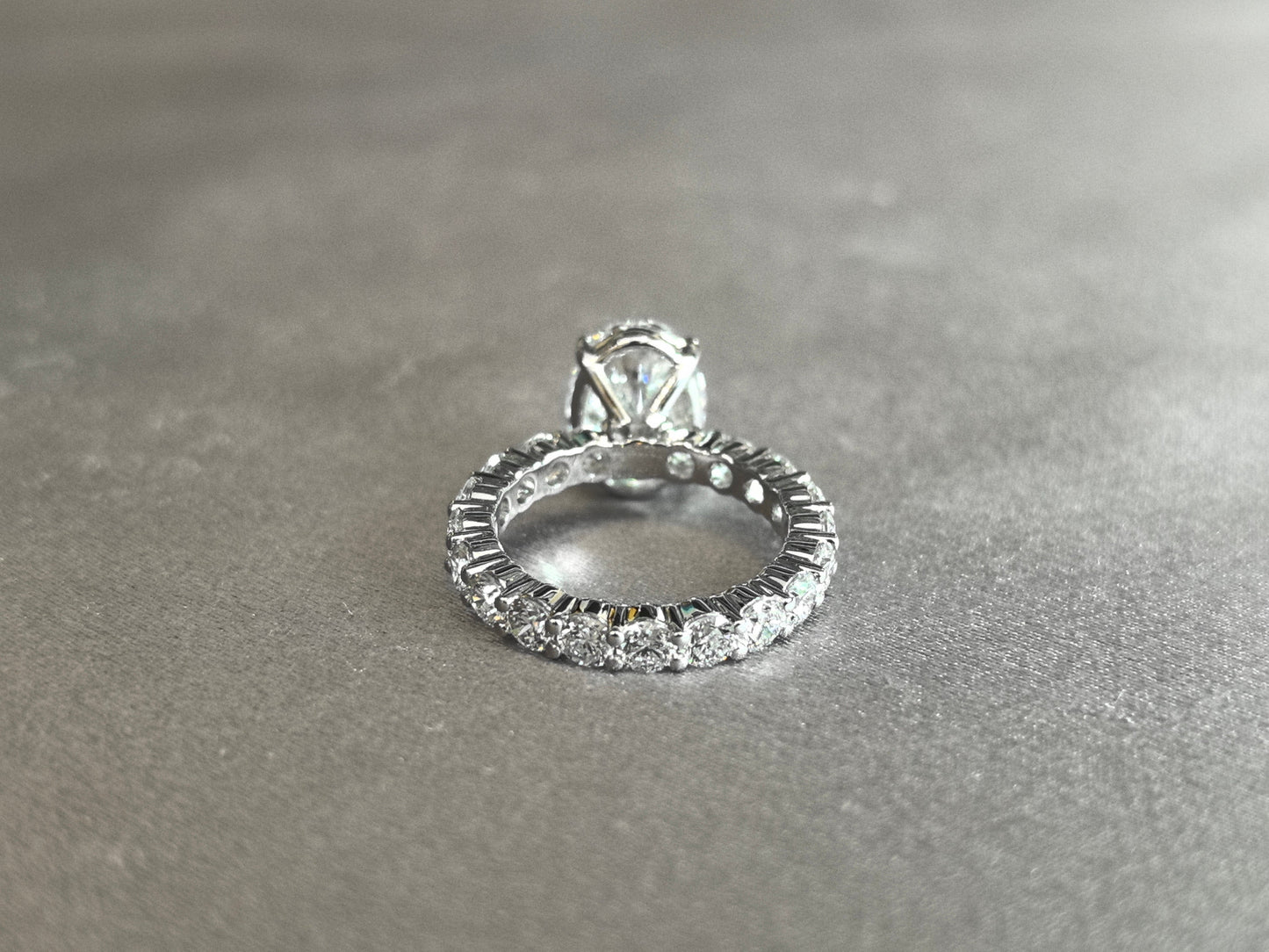 Oval Lab Grown Diamond Ring - Diamond Pavé Set - Full eternity Band