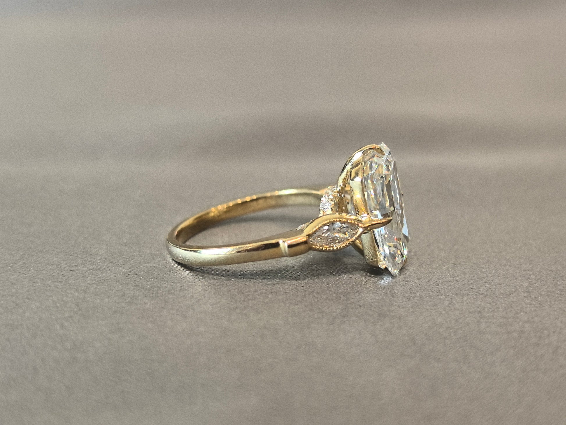 Radiant-Center Ring with Marquise Sidestones