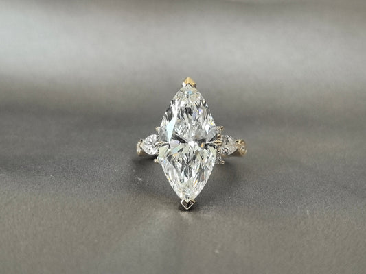 Marquise Vintage Ring - Half Eternity Band - Antique-Inspired Elegance