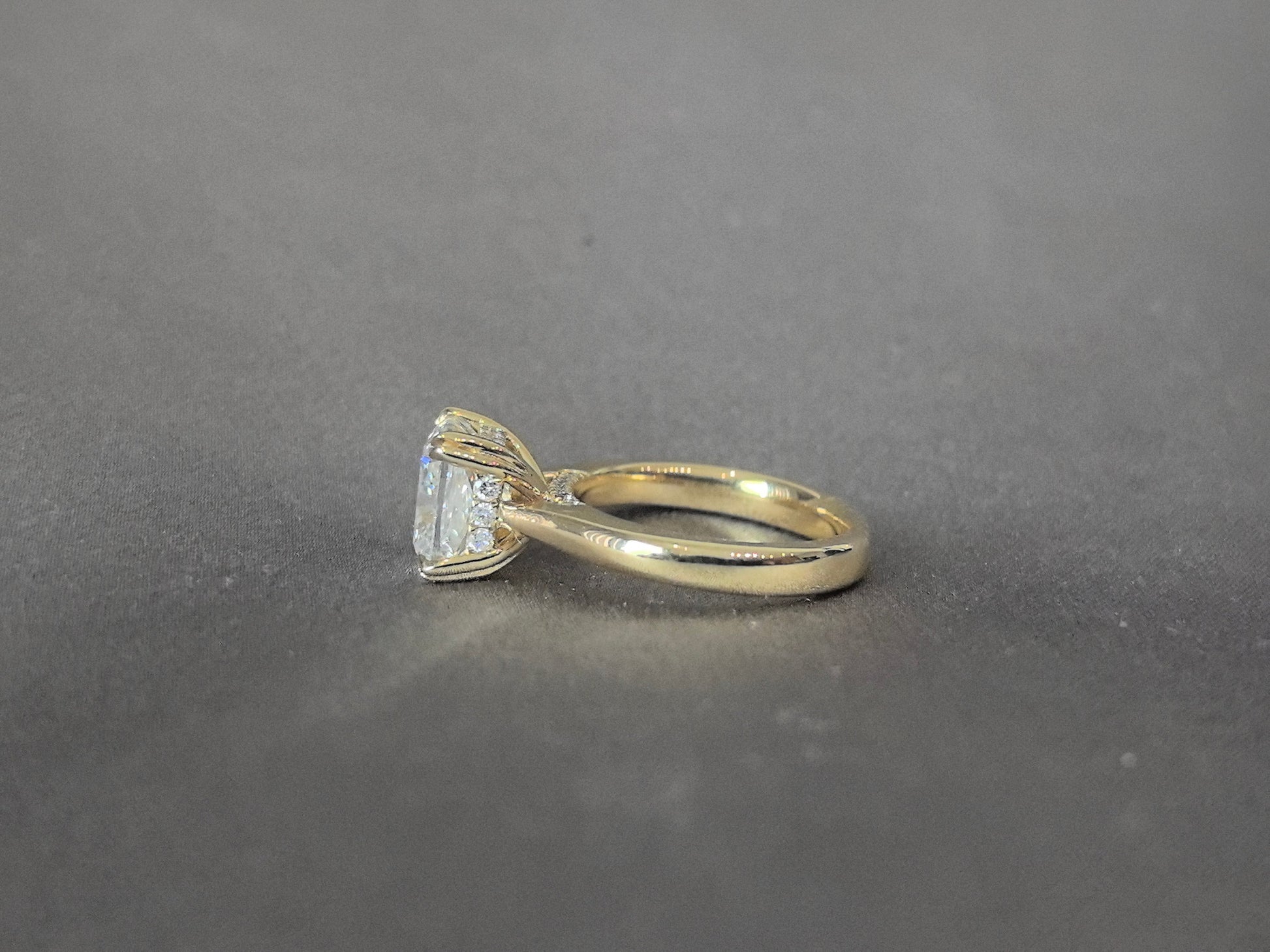 Cushion Cut with Plain Band Ring