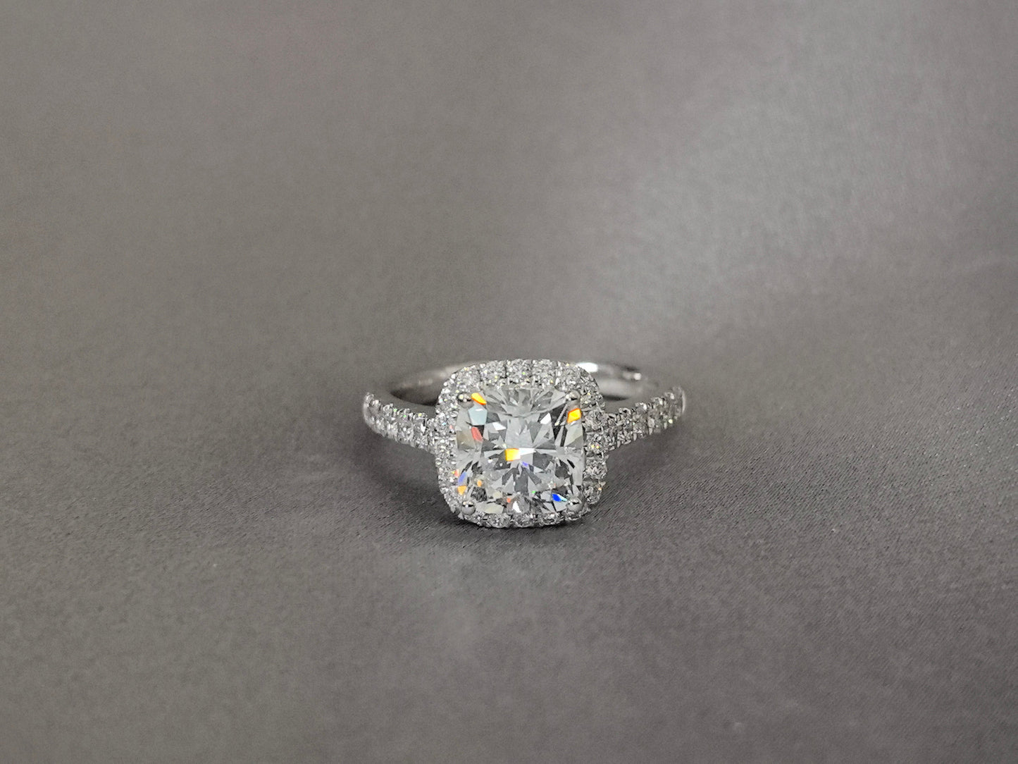 Cushion Halo Half Eternity Ring