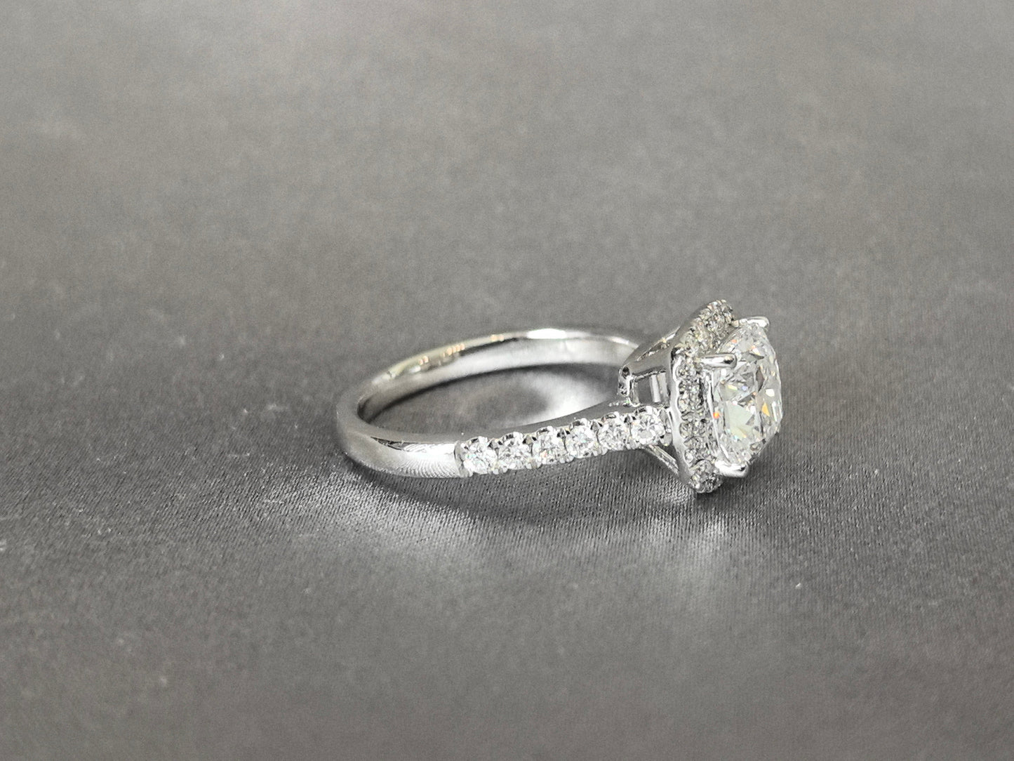 Cushion Halo Half Eternity Ring