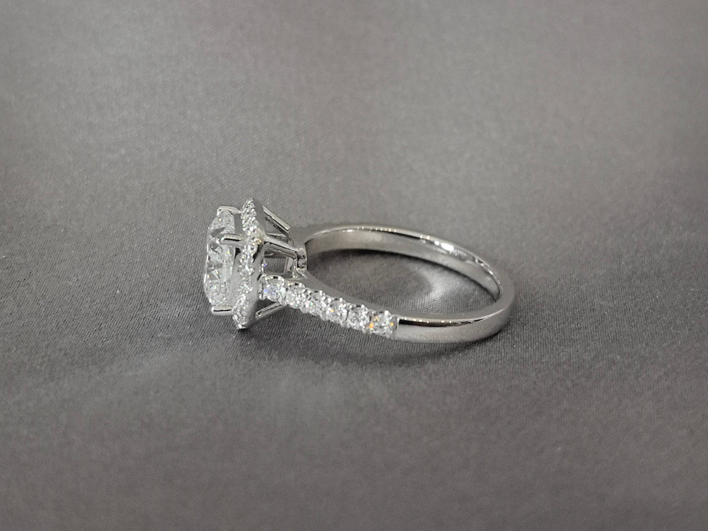 Cushion Halo Half Eternity Ring